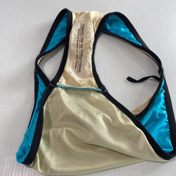 Vintage TOO HOT BRAZIL TURQUOISE BLUE HIGH CUT BIKINI BOTTOMS SIZE MEDIUM - Picture 4 of 5